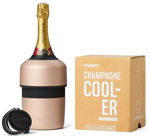 Huski Champagne Cooler | New | Award-Winning Iceless Design with Detachable Bottle Stopper | Keeps Wine Cold up to 6 Hours | Fits Most 750ml Champagne, Prosecco & Sparkling Wine Bottles (Champagne)