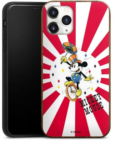 Holz Case kompatibel mit Apple iPhone 11 Pro Walnuss Handyhülle Echtholz Hülle Mickey Mouse Offizielles Lizenzprodukt Disney