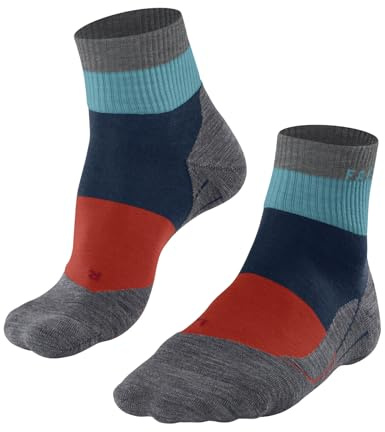 FALKE Herren Wandersocken TK5 Wander Short M Sso Wolle Funktionsmaterial antiblasen dünn 1 Paar, Blau Blue Pond 6598 Stripe, 46-48