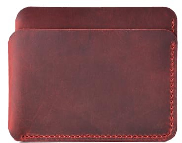 Habac Studio Genuine Leather Slim Card Holder Wallet – Minimalist Credit Card Holder for Men & Women, Compact & Stylish Design for Cards & Cash. Width 10.5cm x Height 8.3cm Thickness 1cm. (Red)