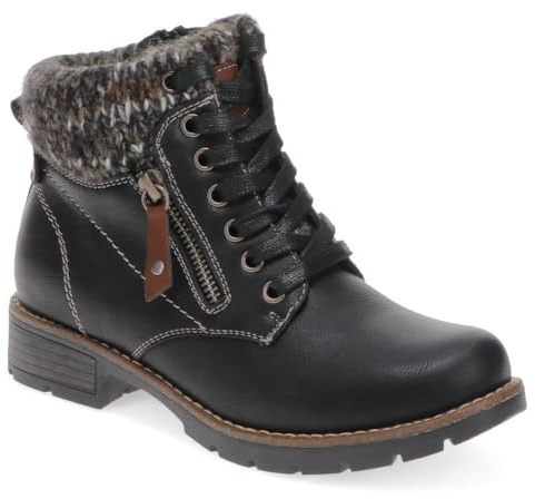 Pavers Womens Knitted Cuff Ankle Boots | Autumn Winter Collection | Boot | Block