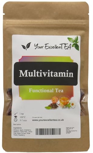 Multivitamin Loose Tea - 50g - Fruit Herbal Functional Brew Loose Leaf - Mix of Hibiscus, Apple, Elderberry, Hawthorn, Rose Peel, Lemon Peel, Black Currant, Rose Petals, and Raspberry