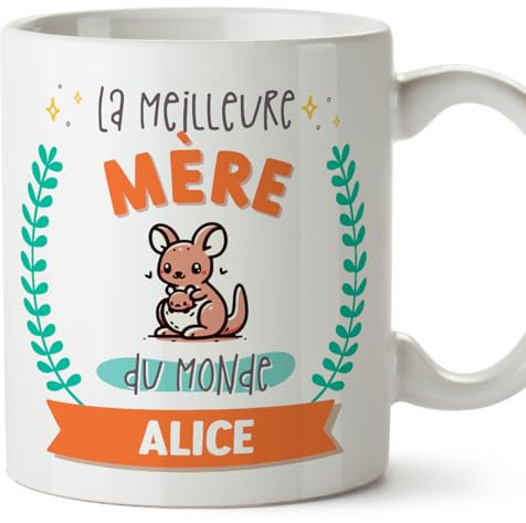 Mugffins Tasses Personnalisables pour MÈRE/MAMAN - En Français - Cadeau Personalisé- Meilleur du monde - Avec dessin - 11 oz / 330 ml