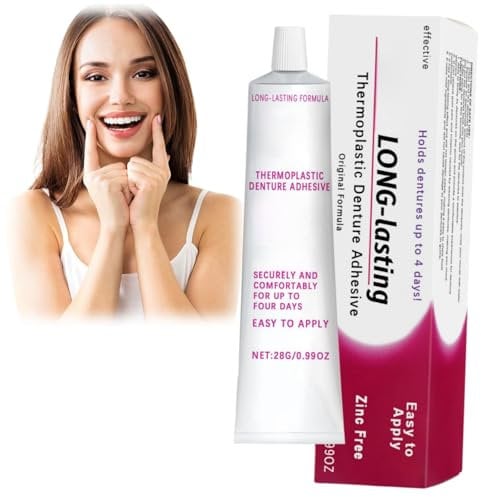 Thermoplastic Denture Adhesive Cream - Comfortable Non-Glue Long Holding Reliner - Convenient Dental Glue for Teeth - Improves Fit, Comfort and Stability
