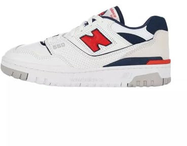 New Balance Baskets pour homme, Blanc/bleu marine/rouge, 37.5 EU