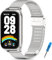 BDIG Metallo Cinturino Compatibile con Cinturini Xiaomi Smart Band 9 Active/Redmi Smart Band 3 Donna,Cinturino Doppie Magnetiche per Xiaomi Smart Band 9 Active Argento