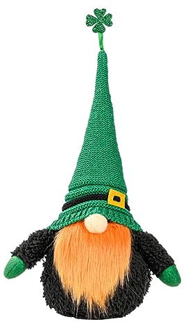 Alipis Clover Faceless Gnome Doll St Patrick's Day Adornment Irish Garden Gnome Ornaments