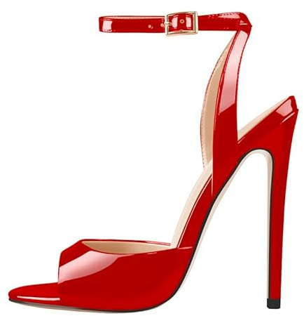 blingqueen Damen Peeptoe Sandaletten Lack Sandalen Stiletto Slingback High Heels
