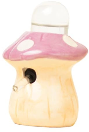 Gralara Ceramic Hamster Water Bottle with Stand Mushroom Shape Gerbil Water Bottles Rack Hamsters Bottle Holder Cute Cage Accessories for Hamsters Gerbil Guinea Pig Pet Supplies, Pueple