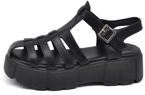 IF Scarpe Sandali Ragnetto da Donna con Platform In Pelle Sintetica MP9009 Nero N.38