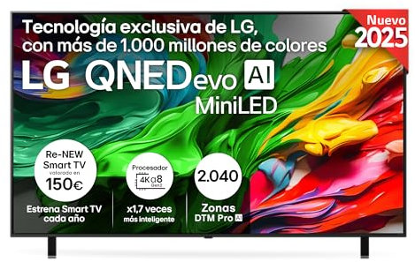 LG 75QNED85A6C - TV 75, 4K QNED EVO, Smart TV, WebOS 25, Procesador Potente e Inteligente, MiniLED AI, Super Upscaling, Dolby Vision y Dilgital Plus, Alexa/Google Assistant, Negro
