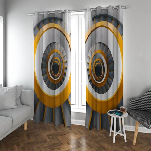 Modernes geometrisches Design Verdunkelungsösen Vorhänge Wendeltreppe Wärmeisolierter Ösenvorhang für Wohn- und Schlafzimmer 2X B100 x H190 cm