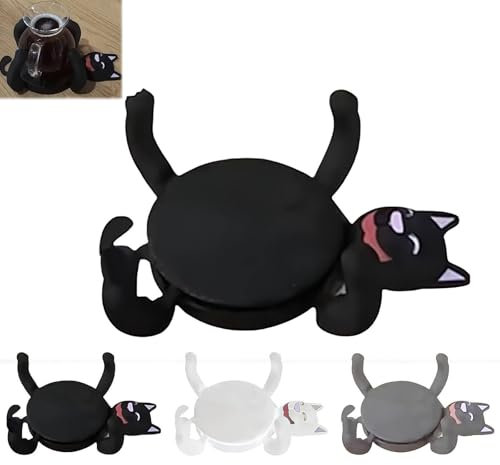 3D Print Cat Coasters, Novel and Cute Cat Mug Holder, Funny Creative Animals Cup Cuddler, Creative Coastersb Mug Holder, Coffee & Tea, Gifts for Pet Lovers(Black)