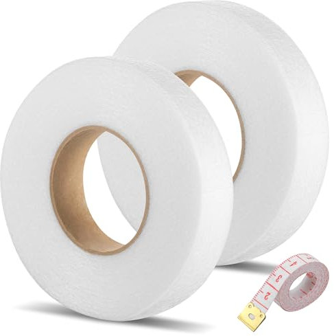 2 Roll Wonder Web Iron on Extra Strong, Extended 64m Hemming Tape for Trousers Curtains with Measuring Tape, No Sew Wonderweb Hemming Tape Extra Strong, Fabric Tape Adhesive for Clothes (Wide:2cm)
