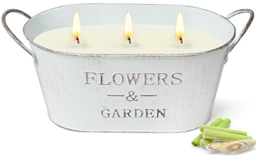 850g Citronella Kerze Outdoor Groß, Outdoor Kerze mit 3 Docht Natürliches Sojawachs & Citronella öl Zitronella Duftkerze Draußen für Garten Balkon Camping - 150 Std Lange Brenndauer