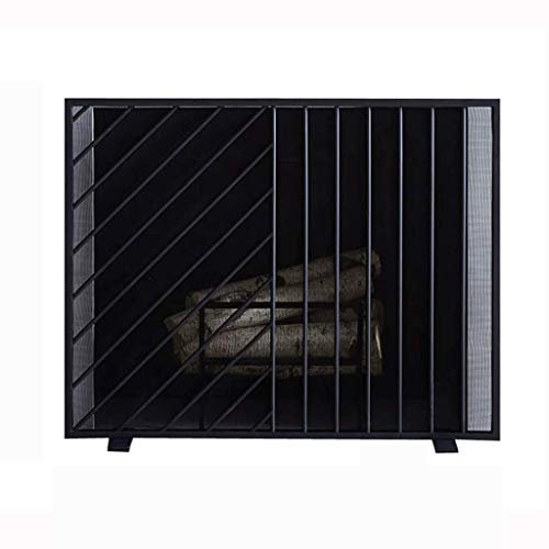 CCKUYT Fire Guard Screen Fireplace Screen 38 X 30 Inch Vintage Design Black Metal Scrollwork Freestanding Single Panel Fireplace Screen Spark Guard Cover, Guld