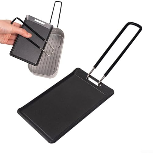 Plateau de barbecue portable en fer avec poignée, mini plaque de barbecue légère adaptée pour la cuisine en plein air, les camping-cars, et griller de la viande et des légumes