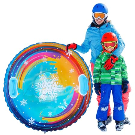 85CM Aufblasbare Schneereifen mit Griffen, Aufblasbarer Schlitten Kinder, Wintersport-Schlittenschläuche, Snow Tube, Schneeschlauch, Schlittenrohre für den Winter im Freien, Rutschspielzeug für Schnee