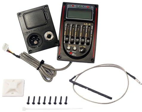 JECOMPRIS Égaliseur de Guitare LC-5 Préampli Guitare Lc05a en Plastique Noir Accordeur Manuel/Automatique et Cigar Box Guitar sans Batterie