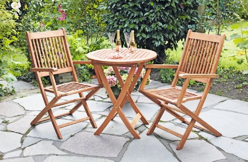 gartenmoebel-einkauf 3-teiliges Bistroset Balkonset Rio, Eukalyptus