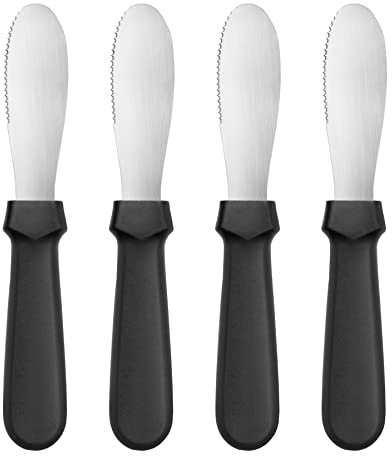 New Star Foodservice 43013 Plastic Handle Butter Spreader, 7.5-Inch, Black, Set of 4
