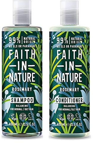 Faith In Nature Shampoo 400ml & Conditioner 400ml Duo | Vegan | Cruelty Free | 99% Natural Fragrance | Free From SLS or Parabens (Rosemary)