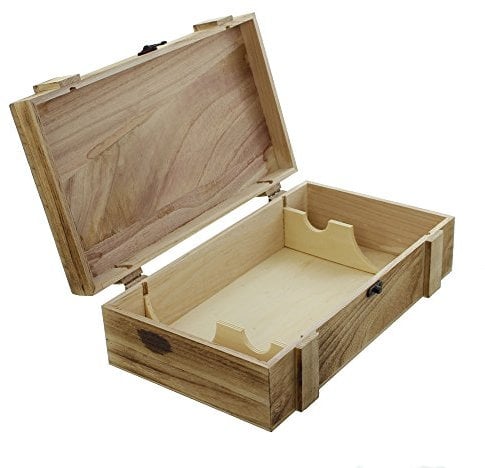 FRANK FLECHTWAREN Holz-Truhe Rustikal, rechteckig, Hellbraun, T 36cm x B 21cm x H 11cm