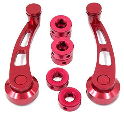 sourcing map Fensterkurbel Rot 2 Stücke Universal Aluminiumlegierung | Universal, Passend Für Die Meisten Fahrzeuge, 3 Adaptersets, Inklusive Schrauben Und Torx-Schlüssel