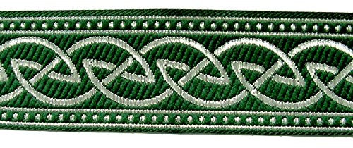 10m Keltischer Knoten weit Webband Borte 33mm Farbe: Grün-Silber von 1A-Kurzwaren 35034-gnsi
