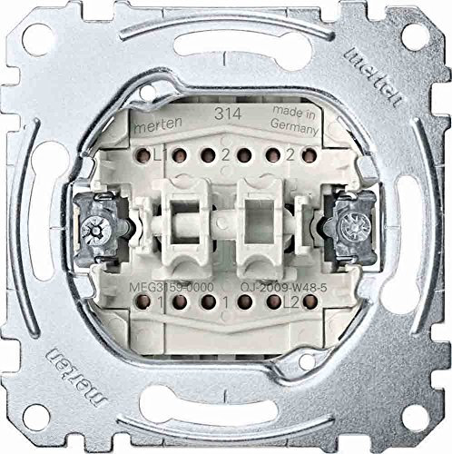 Merten MEG3159-0000 Doppeltaster-Einsatz, 2 Wechsel 1-polig, 10 A, AC 250 V, Steckklemmen