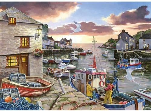 The House of Puzzles - Harbour Lights Jigsaw - Big 250 Piece Jigsaws For Adults & Kids, Extra Large Pieces, Artist Illustrated, Scenic Landscape, Deluxe Puzzle Gifts