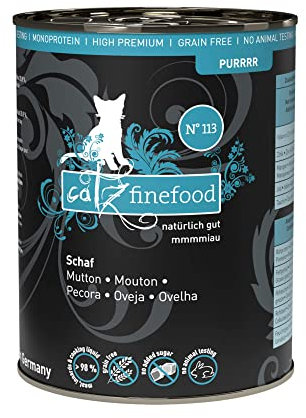 catz finefood Purrrr Schaf Monoprotein Katzenfutter nass N° 113, für ernährungssensible Katzen, 70% Fleischanteil, 6 x 400 g Dose