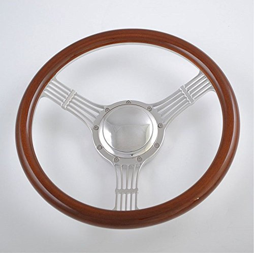 Flashpower 35,6 cm Billet Banjo Half Wrap 9 Bolts Lenkrad mit 5,1 cm Schale und Hupenknopf (Walnussholz)