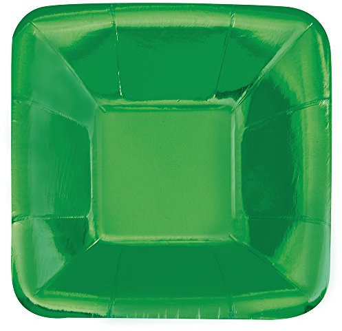 12cm Foil Green Square Paper Appetiser Plates, Pack of 8
