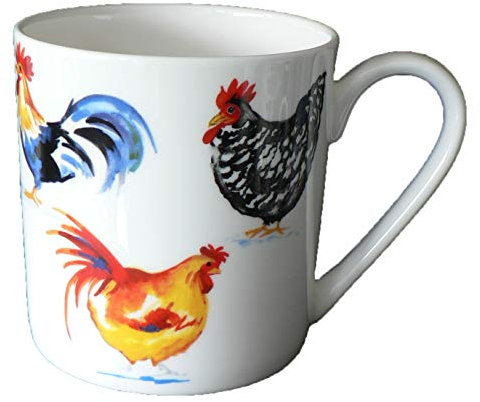 Chicken Pint Mug - Bone China Mug Decorated All Round with Chickens,cockerels,hens