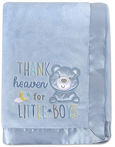 30x40 Fleece Baby Nursery Blanket with Satin Trim for Boys, Girls, and Unknown Gender Baby (Blue)