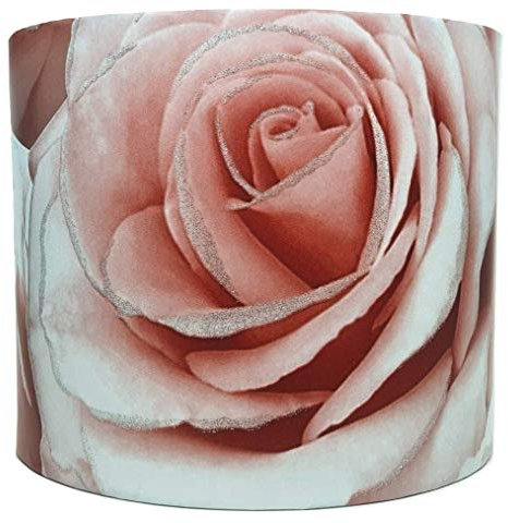 Pink Rose Design Lampshade Ceiling Light Shade with Glitter Detail - Elegant Home Decor for Bedroom, Nursery