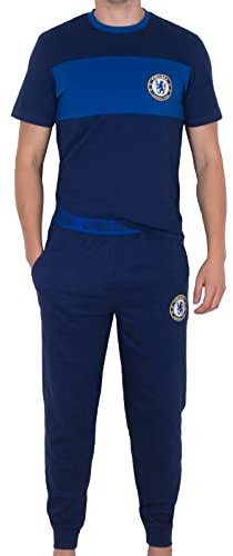 Chelsea FC - Herren Premium-Schlafanzug mit Langer Hose - Offizielles Merchandise - Geschenk für Fußballfans - L