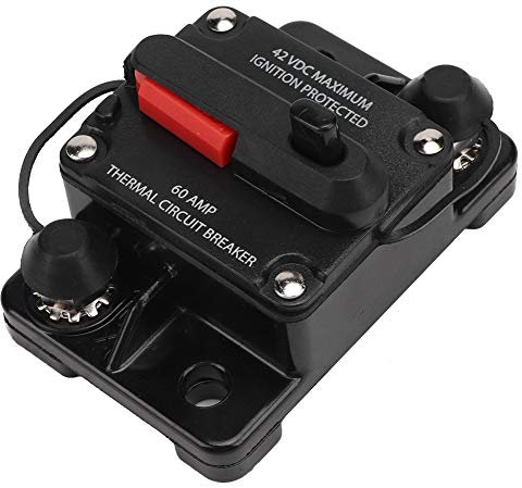 EVGATSAUTO 12V 30A/40A/60A Disjoncteur en ligne Fusible Onduleur Voiture Stéréo Audio Réinitialisable Auto-récupération Fusible Réinitialisation(60A)