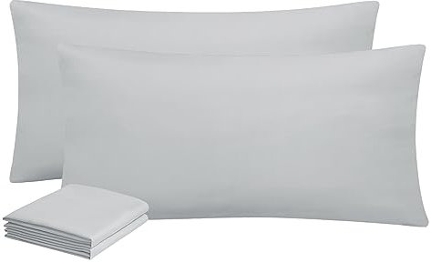 Aisbo Kissenbezug 40 x 80 2er Set - Kopfkissenbezug 40x80 Hellgrau mit Reißverschluss aus Mikrofaser, ÖKO-TEX Kissenhülle 40x80cm, Weich und Bügelfrei