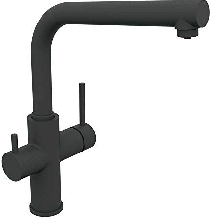 Clever 61237 Grifo de Cocina 3 Vías para agua filtrada o tratada, Metal Free Negro Mate
