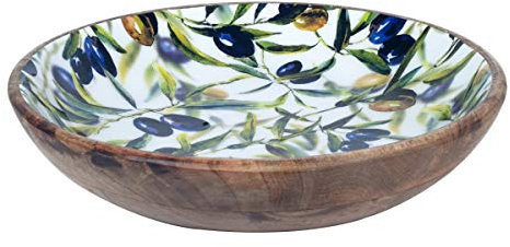 Vidal Regalos Plato Hondo Aceitunas Madera de Mango Bandeja Olivas 30 cm