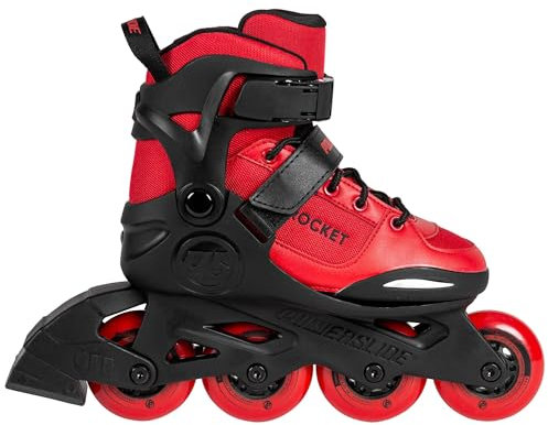 Powerslide Rocket Red, Größe verstellbar 4-Rollen Kinder Inline Skate, ABEC 7 Kugellager