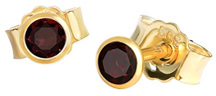 NKlaus Paar Ohrstecker echt Granat rot Gelbgold 585 14 Karat Gold kleine Ohrringe