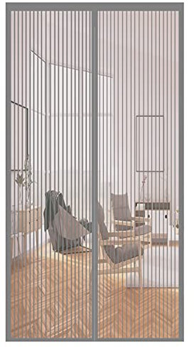 Fliegengitter Magnet TüR 70x200cm Full Frame Terrassentür Insektenschutz Verschiedene Größen, für Flure/Türen/Windows/Wohnzimmer, Grau