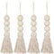 LATRAT 4 cuentas de borlas de madera, adornos de borla, tirador de puerta, borla, colgante de perlas para puerta de armario, decoración de pared, pompón, perla, colgante para armario, porche