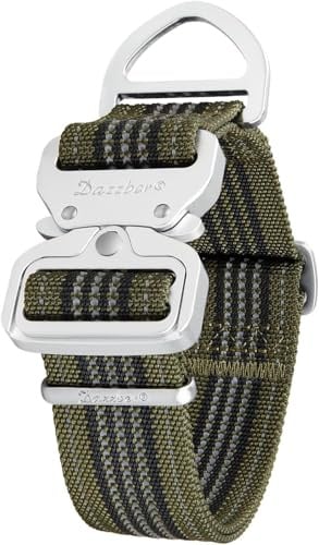 Dazzber Martingal Halsbänder für Mittel/Große Hunde 4cm Breites, Extra Starkes, Verstellbar, Hohe Farbechtheit- Nylon 2 Farbe Gestreift Weit Hundehalsband (Groß, 4cm Breit, Militärgrün & Grau)