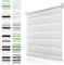 Doppelrollo Klemmfix ohne Bohren Weiß B90 x H150cm(Stoffbreite 85cm) Rollos für Fenster ohne Bohren & mit Bohren Duo Rollo Klemmrollo Zebrarollo Rollo Höhe Stufenlos Verstellbar & Kindersicherung