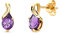 Orovi – Ohrringe Tropfenform aus 14 Karat Gelbgold (585) mit kreiertem Amethyst (0.74 ct) – Ohrstecker Gold Damen mit Edelstein in edler Krappenfassung – Allergenfrei & handgemacht (10 x 4.5 mm)