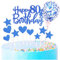 Personalised Happy 80th Birthday Cake Toppers Blue for Men,Women,Him,Her,Happy Birthday Sign for Cake,11p Glitter Cupcake Topper Cake Topper Kit 80th Birthday Cake Decoration for 80th Birthday Party